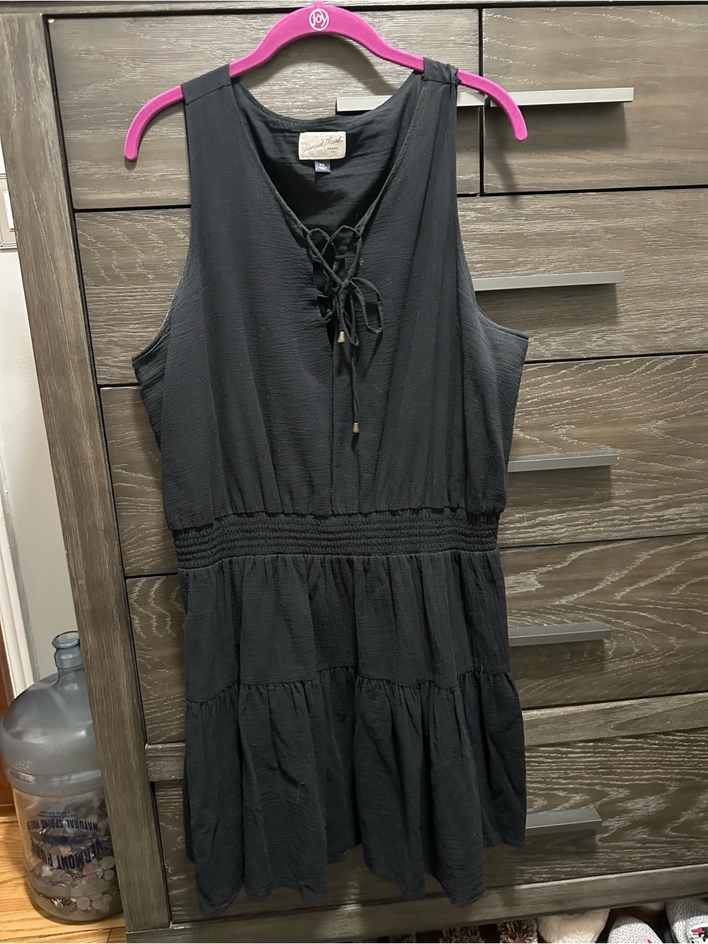 Universal Thread Black Sleeveless Tiered Lace-Up Sundress